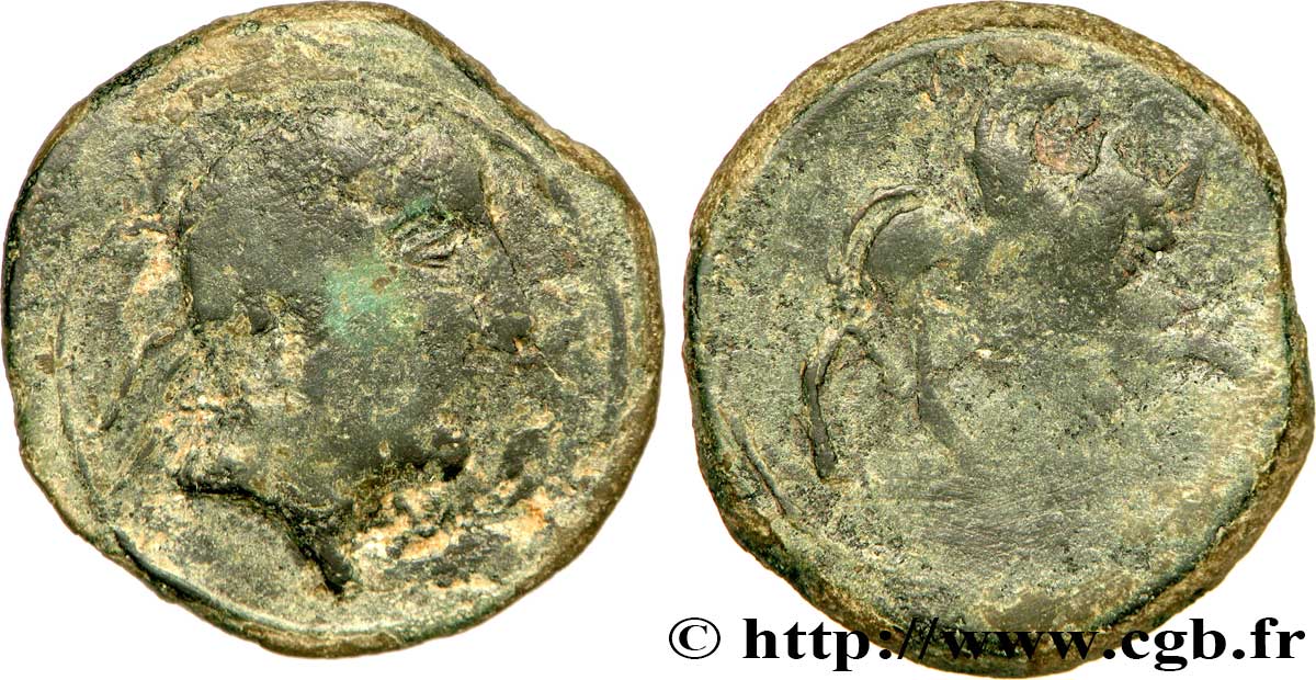 HISPANIA -INDIGETES - EMPORIA / UNTIKESKEN (Provincia de Gerona - Ampurias) Unité de bronze ou as, (MB.Æ 26) BC+