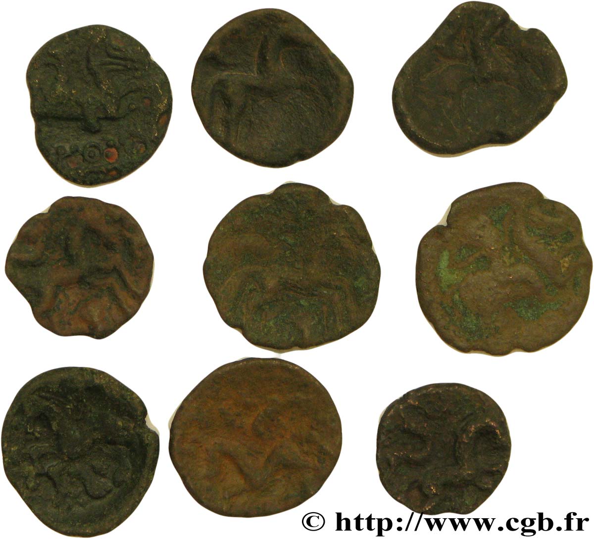 GALLIEN - BELGICA - AMBIANI (Region die Amiens) Lot de 9 bronzes rares pour étude lot
