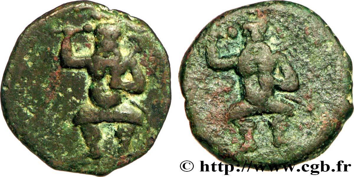 HISPANIA - IBERICO - EBUSUS (Îles Baléares, Ibiza) Bronze aux dieux Bes TTB