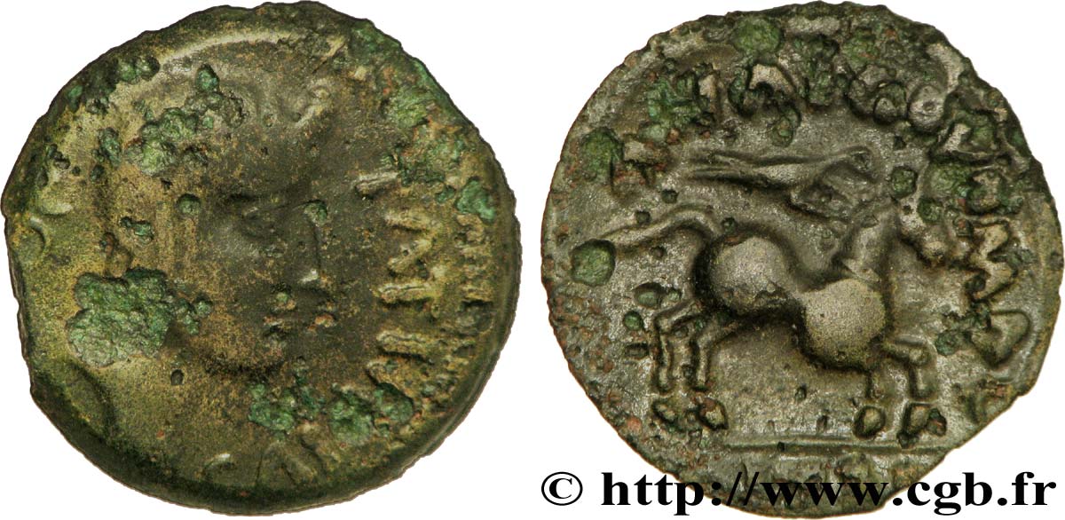 GALLIA - AULERCI EBUROVICES (Región d Evreux) Bronze au cheval et au rapace aurige, TATINIVS ANADGVVMAG-GIVLIOS BC+/MBC