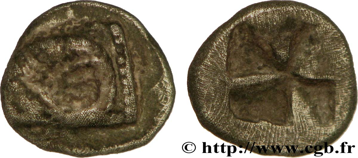 MASSALIA - MARSEILLE Hémiobole à la tête de bélier à gauche, du trésor d’Auriol  XF/AU