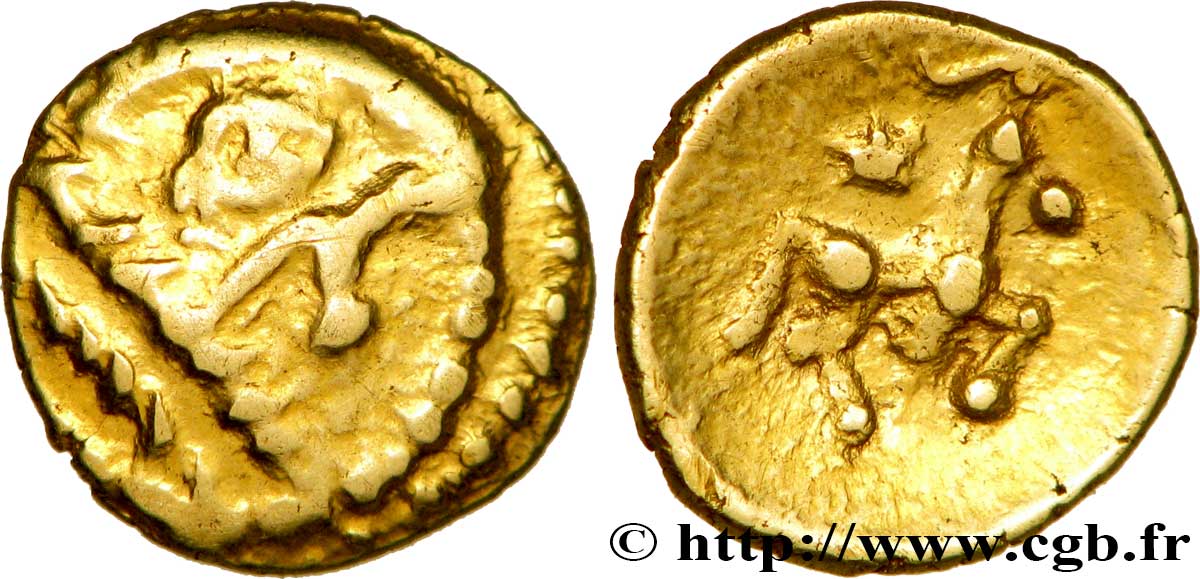 GALLIA - BELGICA - BELLOVACI (Regione di Beauvais) Quart de statère d or à l astre, cheval à droite BB