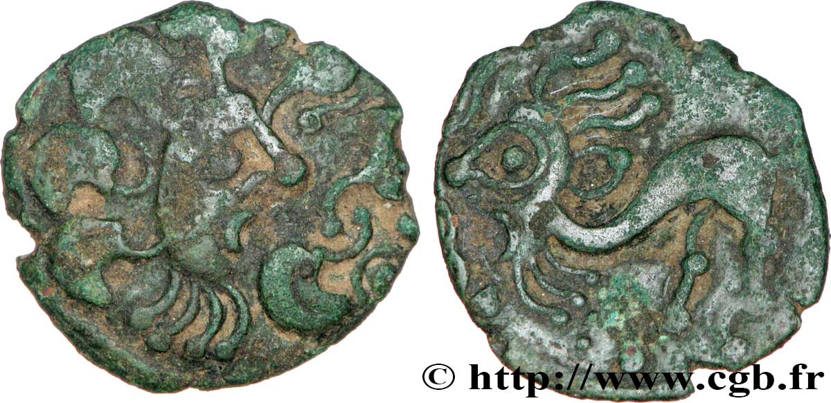 GALLIEN - BELGICA - BELLOVACI (Region die Beauvais) Bronze au lion fVZ