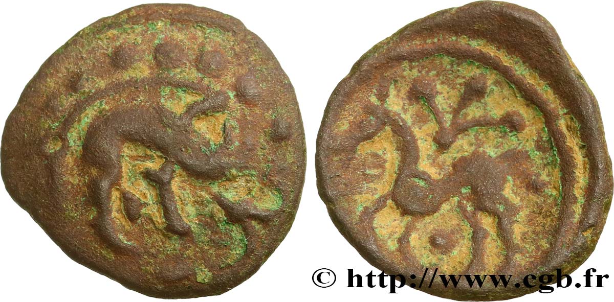 GALLIA BELGICA - AMBIANI (Regione di Amiens) Bronze au sanglier et au cheval, “type des dépôts d’Amiens” q.BB