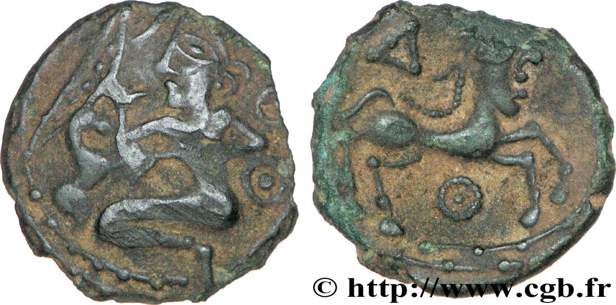 GALLIA BELGICA - BELLOVACI (Area of Beauvais) Bronze à l’archer agenouillé et au petit cheval XF