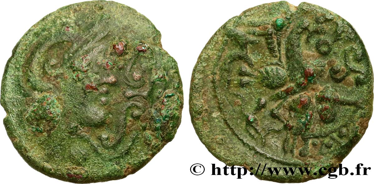 GALLIA BELGICA - BELLOVACI (Area of Beauvais) Bronze au coq, “type de Lewarde” DT.518 VF/XF