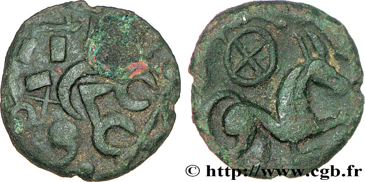 VIROMANDUI (Area of Vermandois) Bronze, imitation du statère d or à l epsilon MBC+
