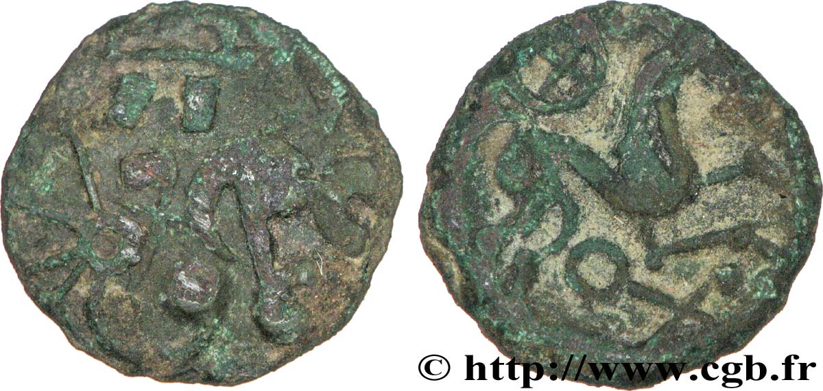 VIROMANDUI (Area of Vermandois) Bronze, imitation du statère d or à l epsilon VF/XF