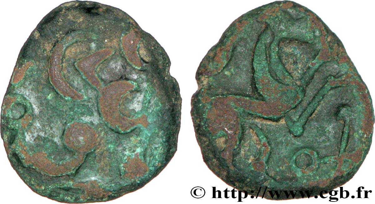 VIROMANDUI (Région du Vermandois) Bronze, imitation du statère d or à l epsilon TB/TTB