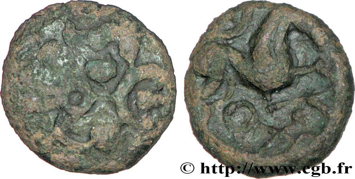 VIROMANDUI (Région du Vermandois) Bronze, imitation du statère d or à l epsilon TB/TB+