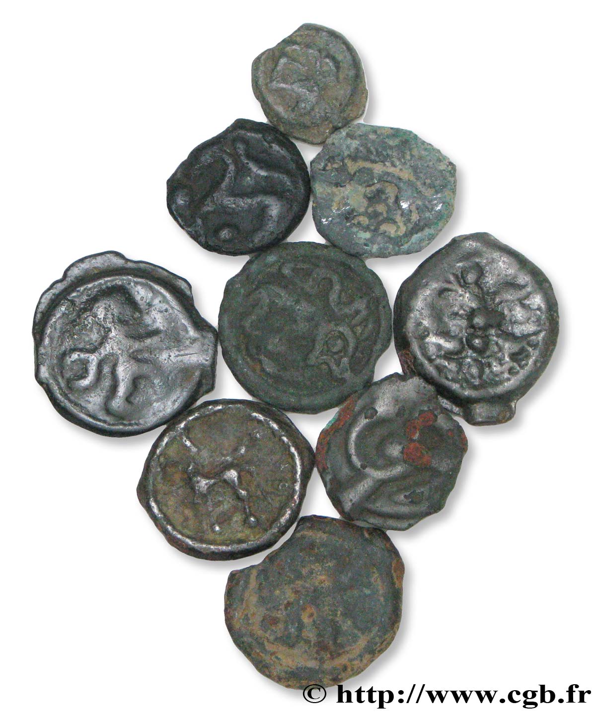 GAULE BELGIQUE - CELTIQUE Lot de 9 potins lot