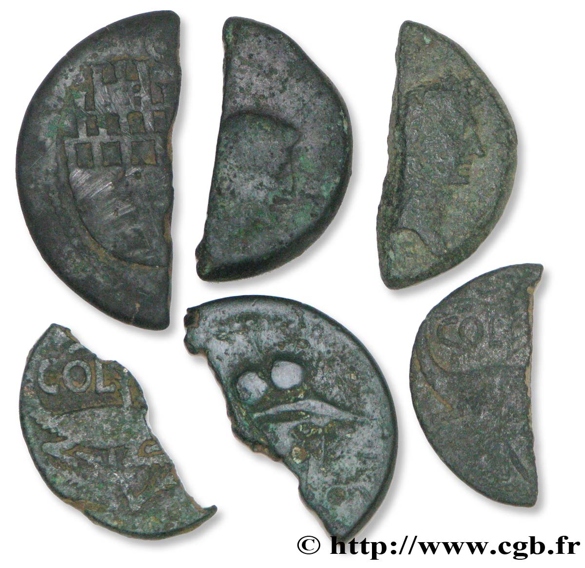Galo-romanas monedas Lot de 6 demi as variés lote