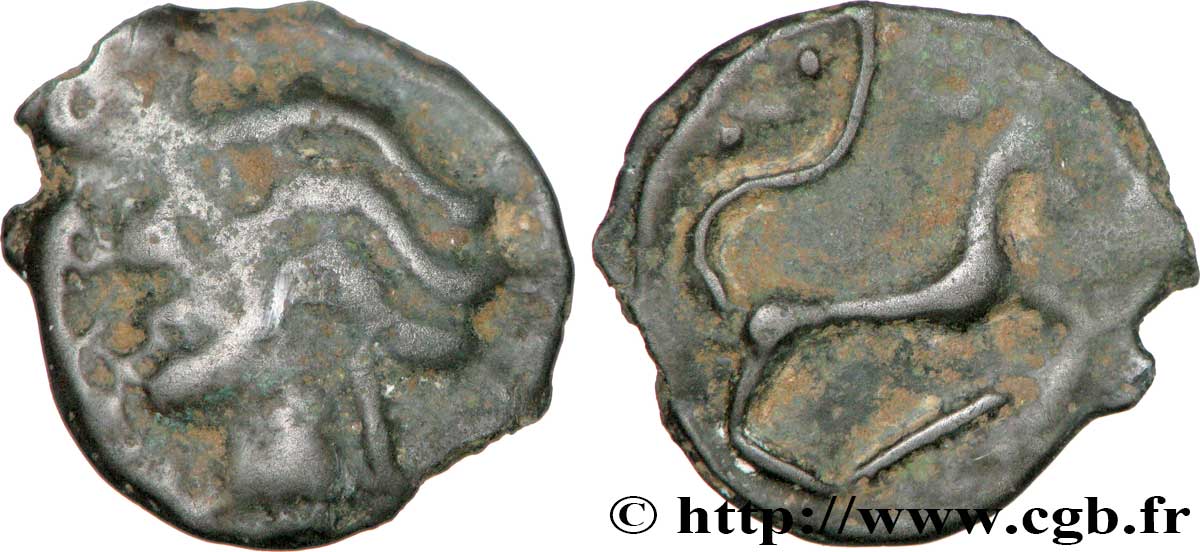 SÉQUANES - HELVÈTES, Incertaines (Suisse actuelle) Potin au cheval filiforme, “type de la Tène” TB+/TTB+