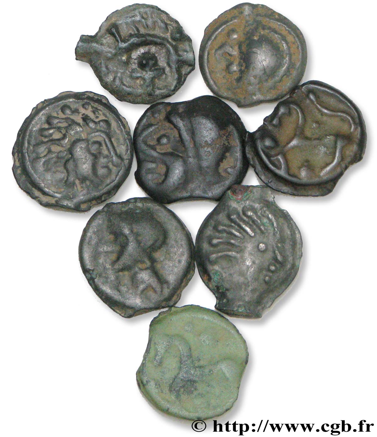 GAULE BELGIQUE - CELTIQUE Lot de 8 potins lot
