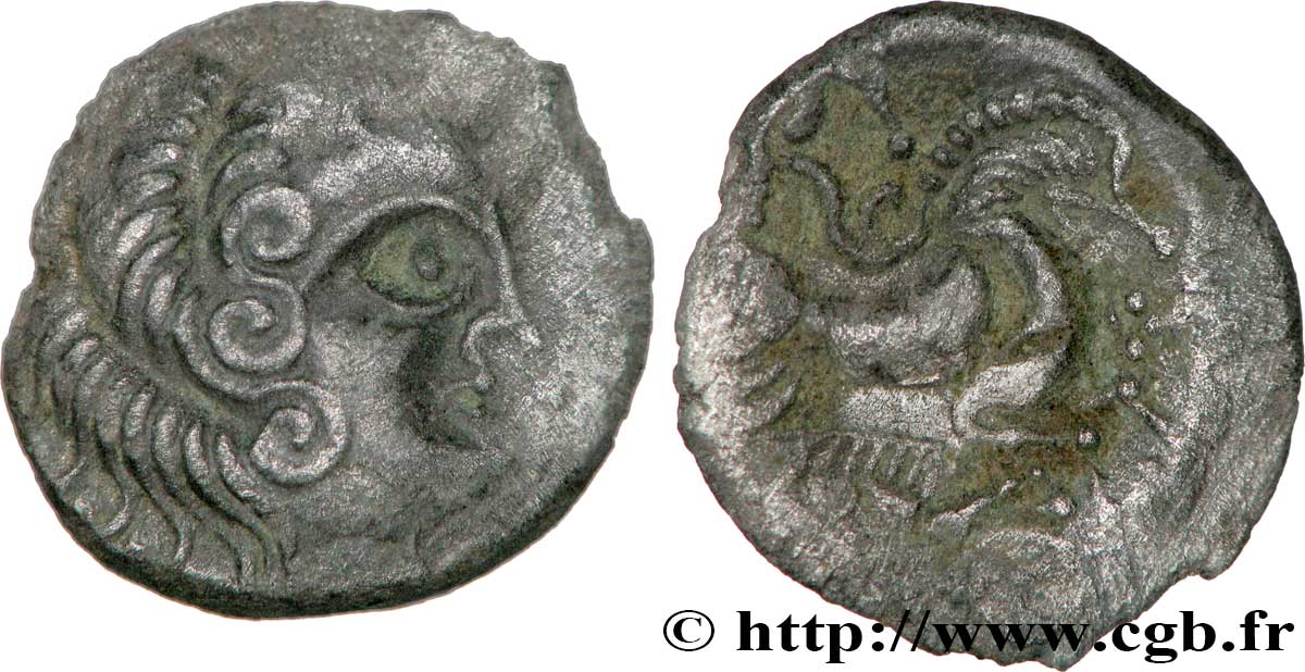 CORIOSOLITES (Région de Corseul, Cotes d Armor) Statère de billon, classe II au nez pointé TTB+/TTB