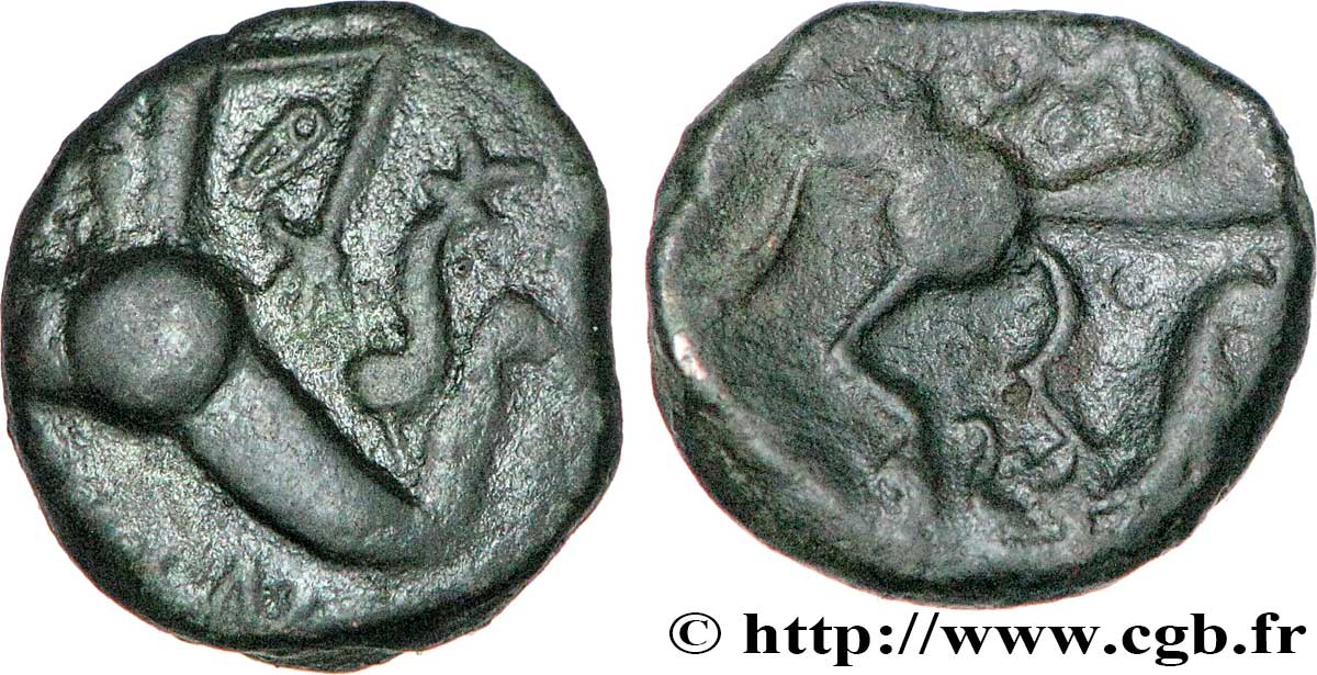 GALLIEN - BELGICA - BELLOVACI (Region die Beauvais) Bronze au personnage courant, EPA DVMNA SS