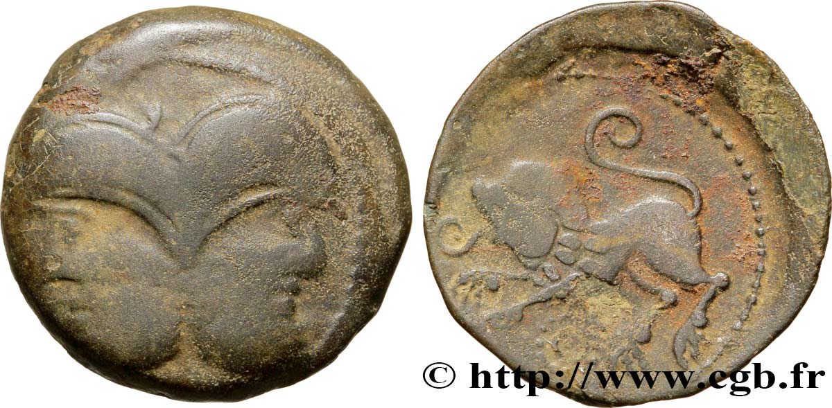 GALLIA BELGICA - SUESSIONES (Regione de Soissons) Bronze à la tête janiforme barbue, classe I BB