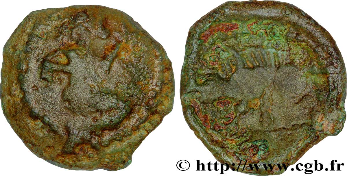 GALLIA BELGICA - BELLOVACI (Area of Beauvais) Bronze au personnage agenouillé et au sanglier VF