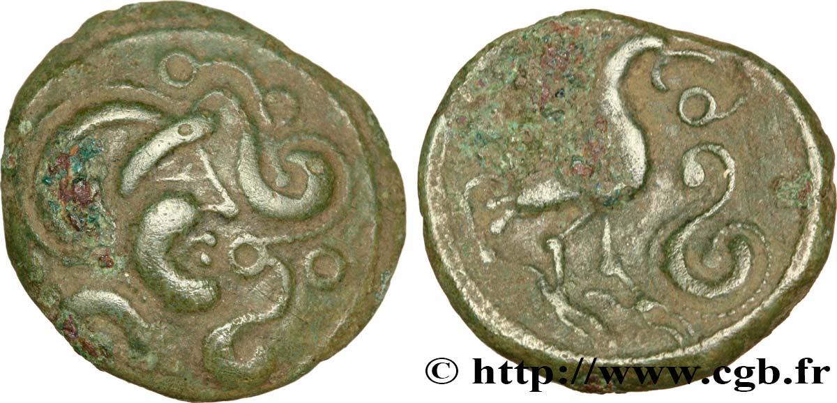 GALLIA - BELGICA - BELLOVACI (Región de Beauvais) Bronze au coq, DT. 517 MBC