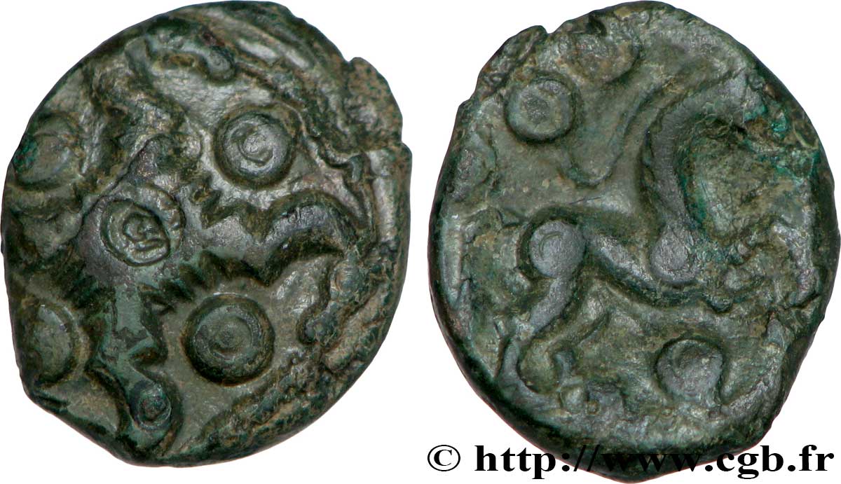 GALLIA BELGICA - AMBIANI (Regione di Amiens) Bronze au swastika et au cheval q.SPL