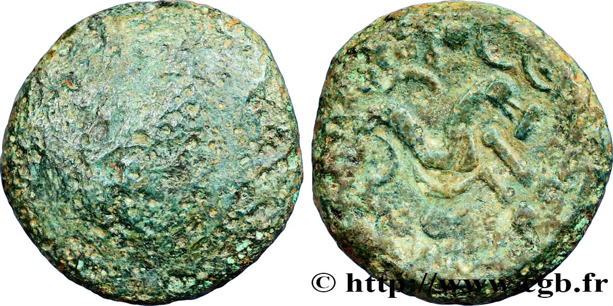 GALLIA BELGICA - AMBIANI (Región de Amiens) Statère d or uniface en bronze BC+