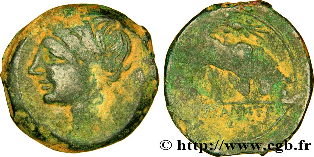 MASSALIA - MARSEILLE Bronze lourd au taureau, revers au foudre XF/VF