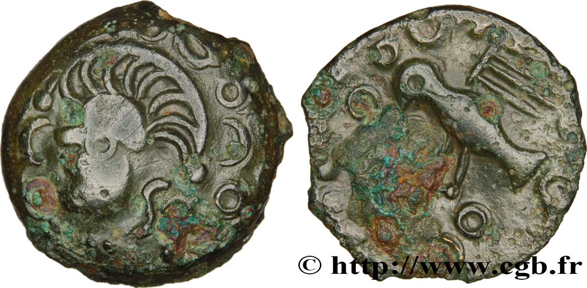 GALLIA BELGICA - MELDI (Regione di Meaux) Bronze à l’aigle et au sanglier, classe I BB