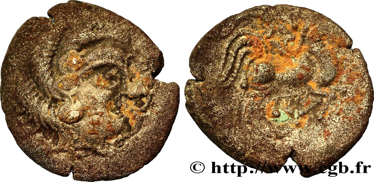 GALLIEN - ARMORICA - CORIOSOLITÆ (Region die Corseul, Cotes d Armor) Statère de billon, classe II au nez pointé SS
