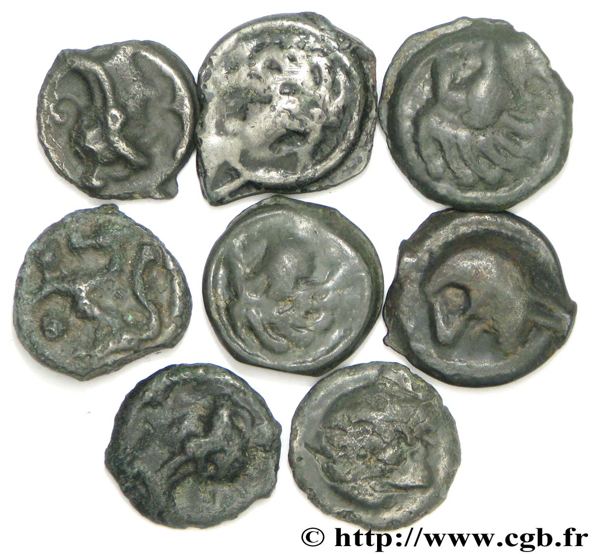 GAULE BELGIQUE - CELTIQUE Lot de 8 potins lot