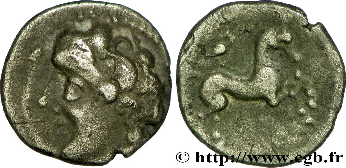 GALLIA - CENTROOESTE - INCERTIAS Hémi-drachme à la grue sur la croupe du cheval MBC/BC