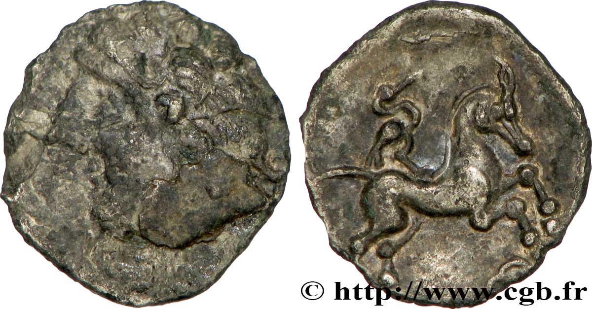 GALLIA - MID-WEST, UNSPECIFIED Hémi-drachme à la grue sur la croupe du cheval VF/AU