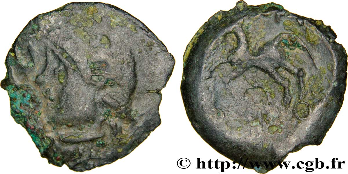 GALLIA - AULERCI EBUROVICES (Area of Évreux) Bronze DVNICCOS au sanglier devant la bouche VF/XF
