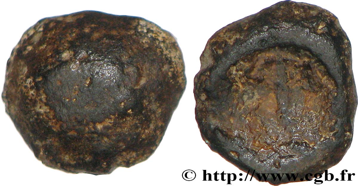 GALLIA SENONES (Regione di Sens) Quart de statère globulaire au segment, fourré en bronze BB