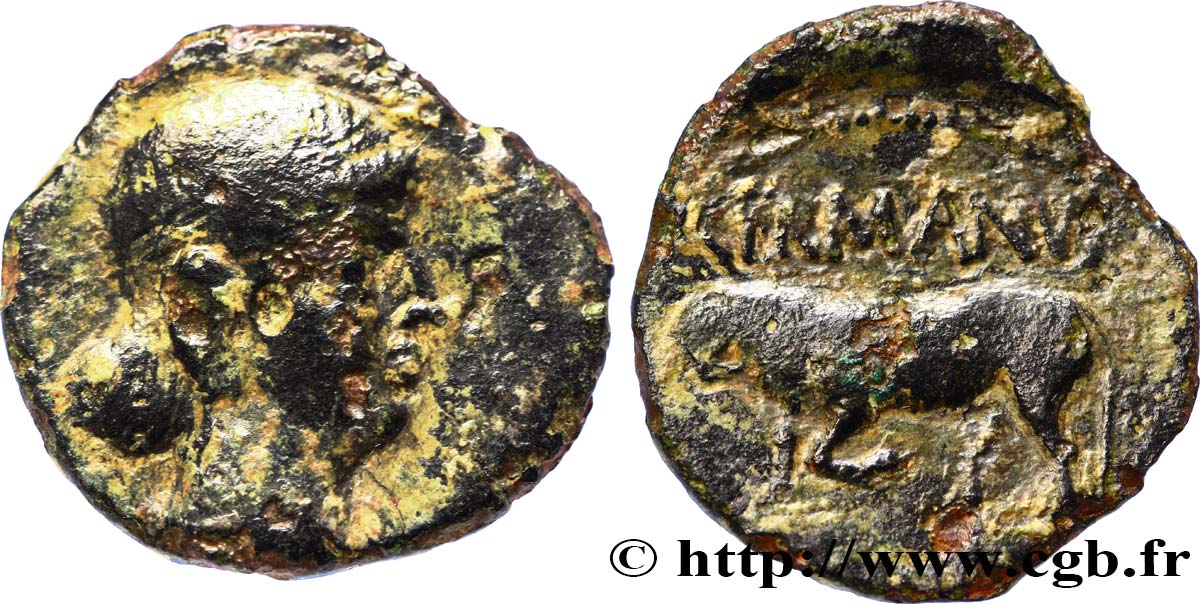 GALLIEN - BELGICA - REMI (Region die Reims) Bronze GERMANVS INDVTILLI au taureau (Quadrans) S/fSS