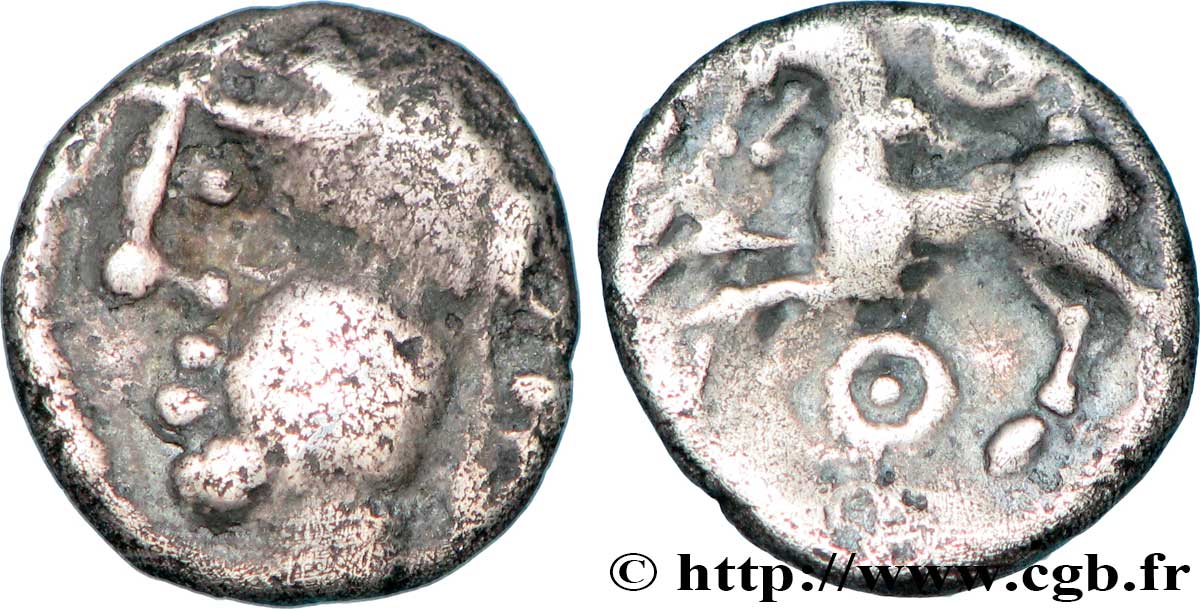 ÉDUENS (BIBRACTE, région du Mont-Beuvray) Denier à la tête casquée TTB