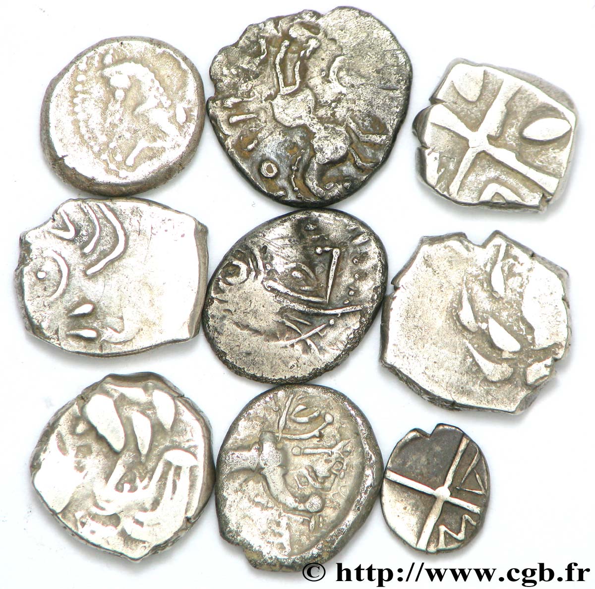 GALLO-BELGIAN - CELTICA Lot de 4 drachmes, 4 deniers et une obole lotto