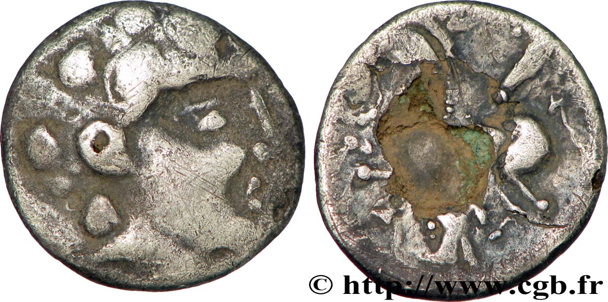 LÉMOVICES (Région de Limoges) Drachme au carnyx, tête à droite - fourrée TTB