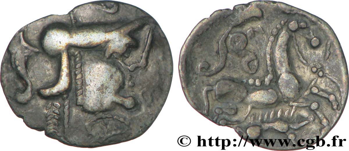 AMBIENS (Région d Amiens) Denier d argent scyphate dit au sanglier TTB+