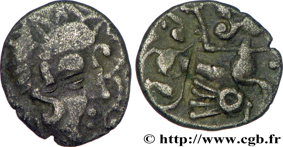 CORIOSOLITES (Région de Corseul, Cotes d&nbsp;Armor) Quart de statère de billon, classe VI avers, hybride Vb revers TTB