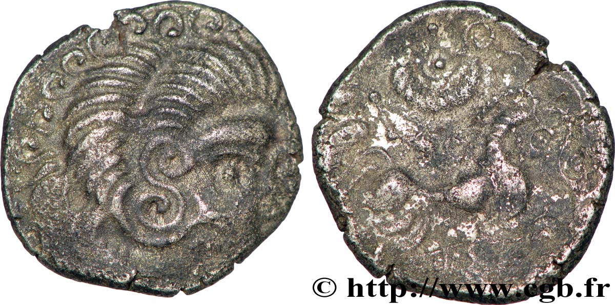 GALLIEN - ARMORICA - CORIOSOLITÆ (Region die Corseul, Cotes d Armor) Statère de billon, classe III au nez en epsilon fSS