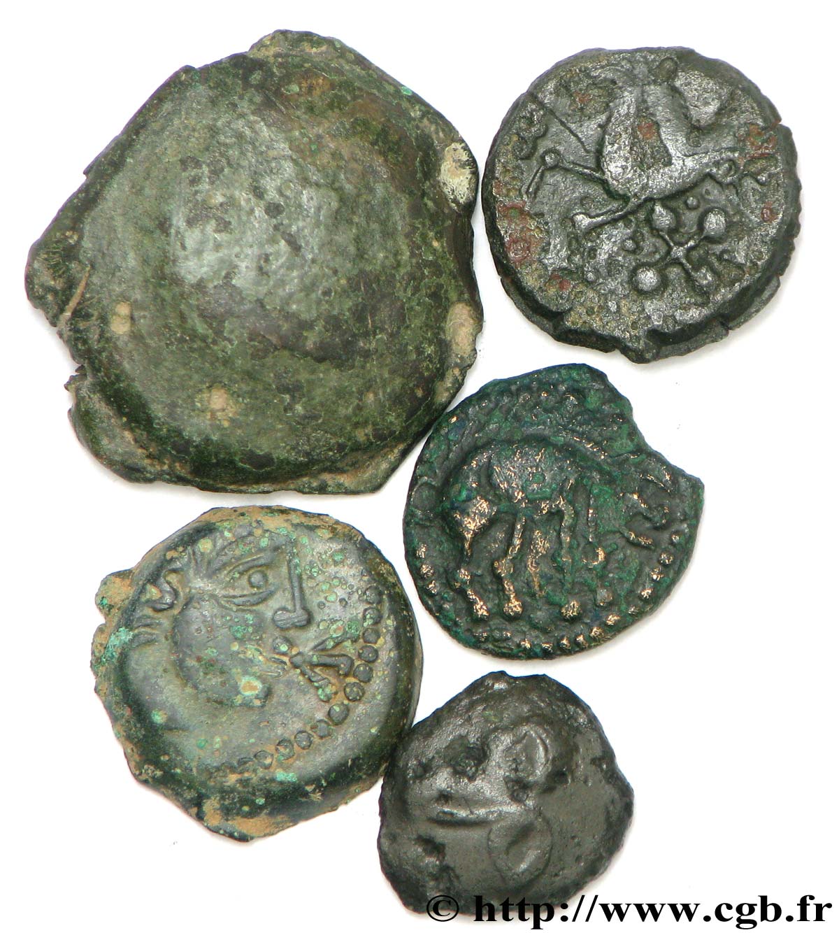 GAULE BELGIQUE - CELTIQUE Lot de 5 bronzes lot