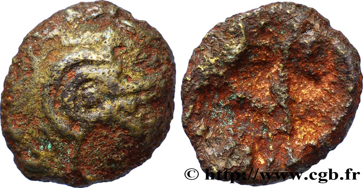 EDUENS, ÆDUI / ARVERNI, UNSPECIFIED Quart de statère de bronze, type de Siaugues-Saint-Romain VF/VG