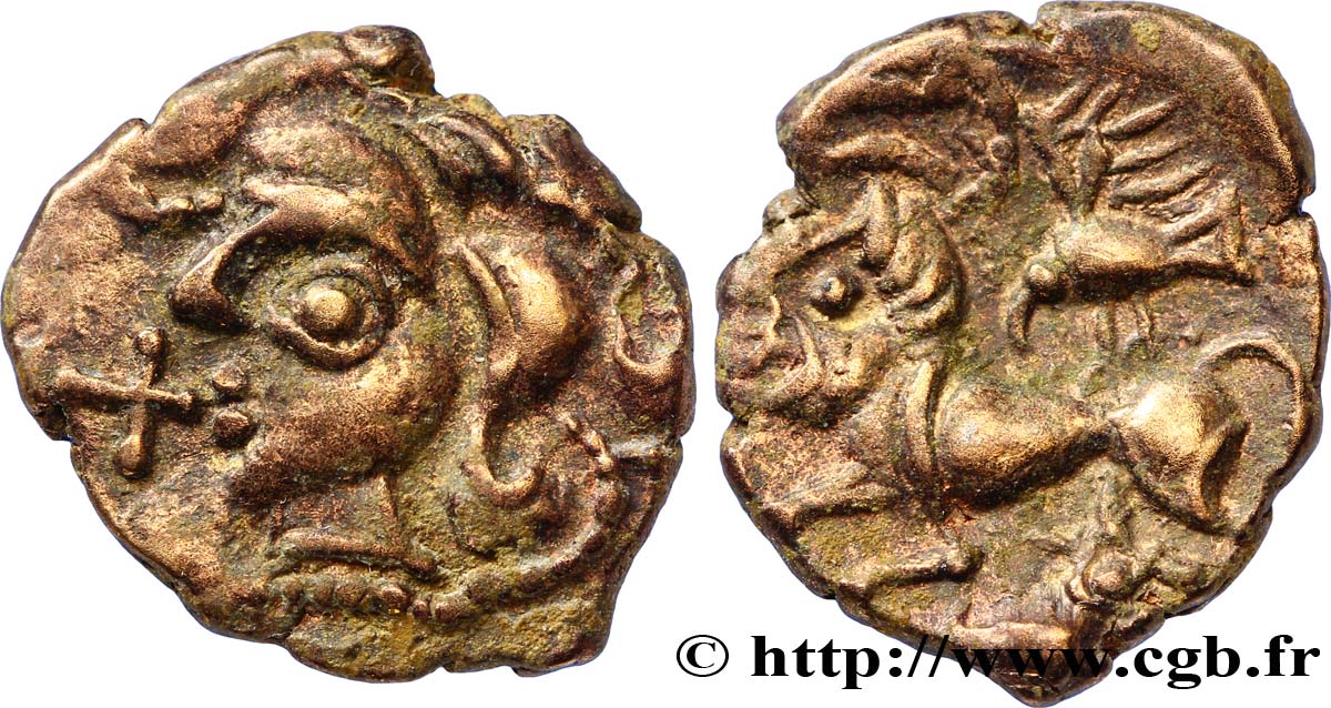 OSISMES (Région de Carhaix - Finistère) Quart de statère au taureau et à l’aigle - cheval androcéphale TTB+