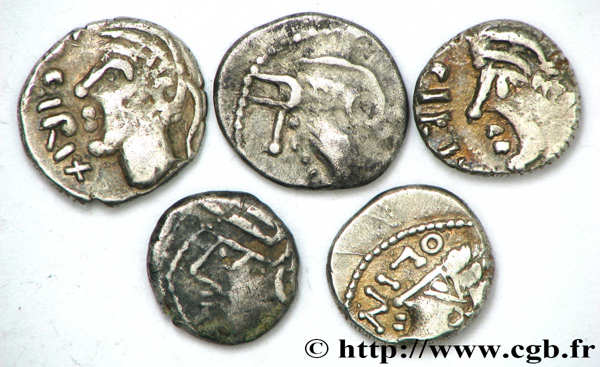 GAULE BELGIQUE - CELTIQUE Lot de 5 deniers lot