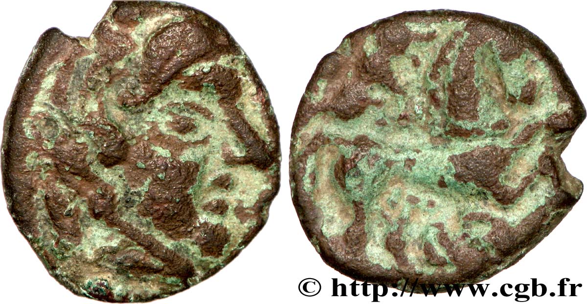BELLOVAQUES / AMBIENS, Incertaines Bronze imitant les drachmes carnutes LT. 6017 TB+/TTB