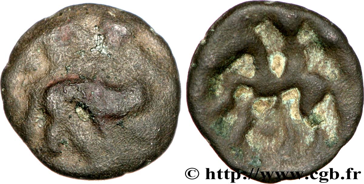 GALLIA BELGICA - AMBIANI (Area of Amiens) Bronze au sanglier et au cavalier VF/VF