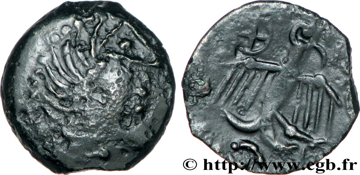 GALLIEN - CARNUTES (Region die Beauce) Bronze à l’aigle et à la rouelle, tête à droite fSS/VZ