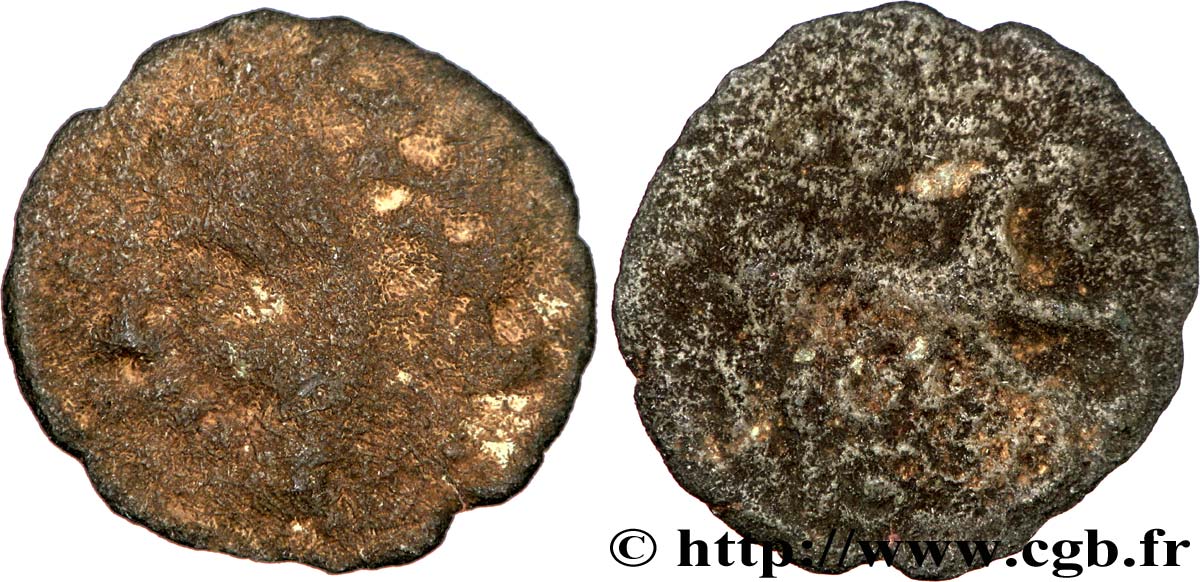 GALLIEN - BELGICA - AMBIANI (Region die Amiens) Bronze au cheval, au masque et au triskèle S