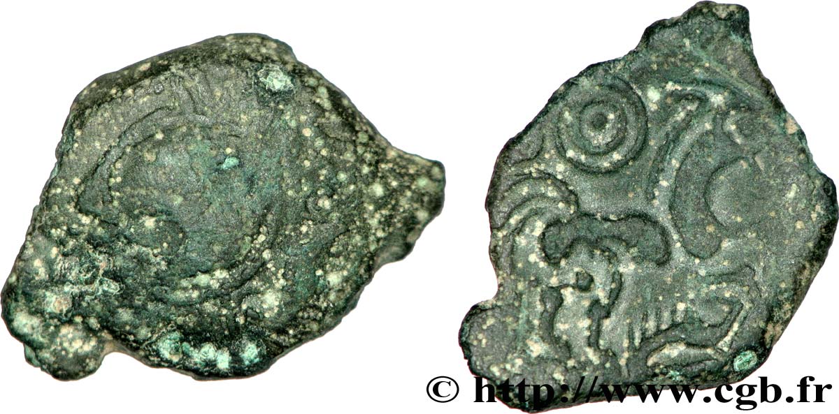 GALLIA - AULERCI EBUROVICES (Región d Evreux) Hémistatère au sanglier en bronze BC/MBC