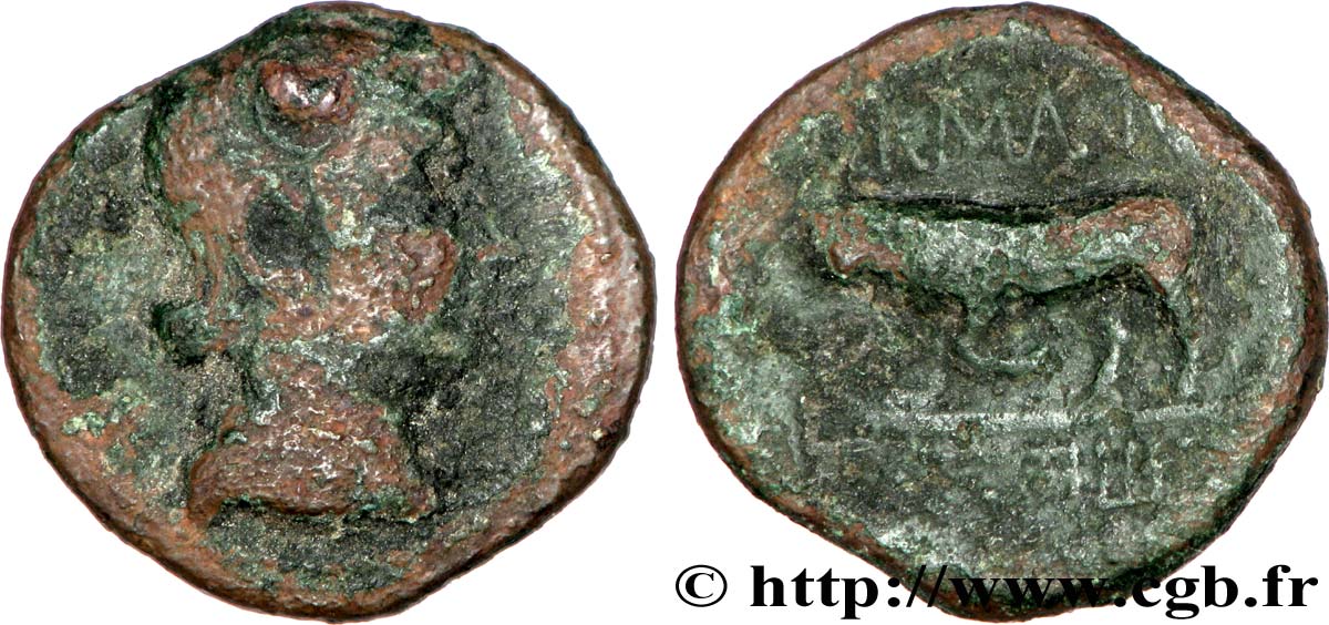 GALLIA BELGICA - REMI (Región de Reims) Bronze GERMANVS INDVTILLI au taureau (Quadrans) BC/BC+